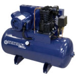 a blue general air products air compressor on a white background