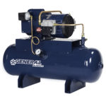 a blue general air products air compressor on a white background