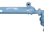 a blue pipe with a filter attached to it on a white background