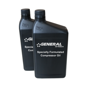two bottles of general air products specially formulated compressor oil