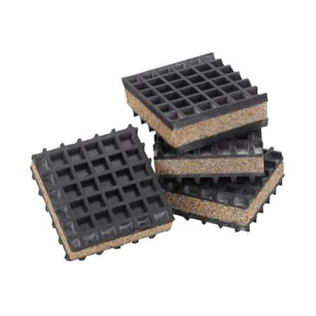 HEAVY DUTY ANTI VIBRATION ISOLATION PADS 6 X 6 X 7/8 RIBBED RUBBER WITH BLUE COMPOSITE FOAM CENTER QUANTITY 4 