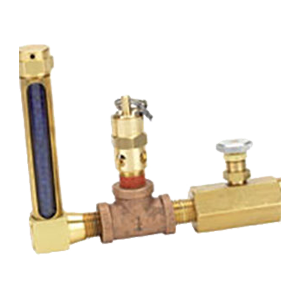 a brass pipe with a valve and a gauge attached to it