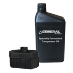 a bottle of general air products specially formulated compressor oil