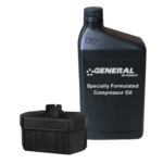 a bottle of general air products specially formulated compressor oil