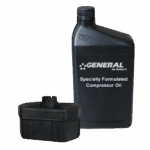 a bottle of general air products specially formulated compressor oil