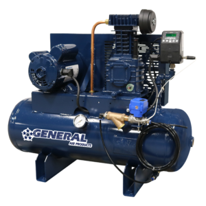 a blue general air products air compressor