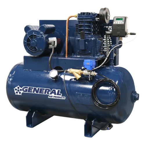 a blue general air products air compressor