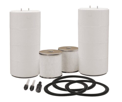 a group of white cylinders with rubber rings