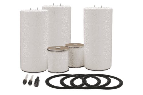 a group of white cylinders with rubber rings