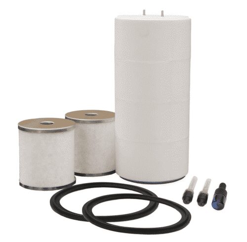 a set of white cylinders with rubber rings